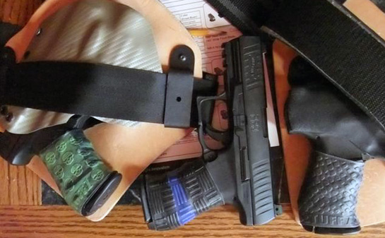 Walther PPQ Triplets with TUFF1 Grips - (Left to Right -- Zombie Down!, Thin Blue Line Double Cross, Boa) 