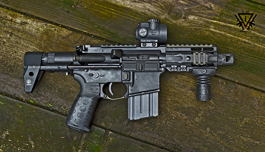 From B.P. Micro PDW A/R Veritas Tactical upper with 4.5" Barrel, 