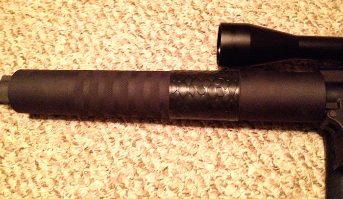 Close-up of TUFF1 grip on the free-floated handguard on my new AR