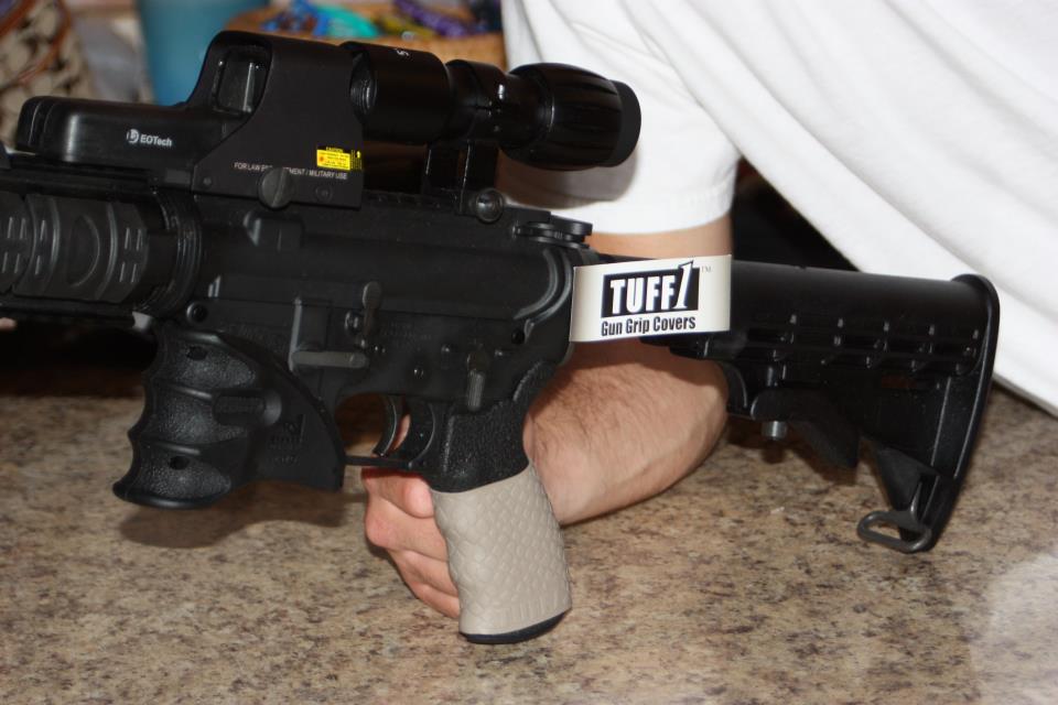 DPMS AR15 with TUFF1 Desert Tan Boa Grip