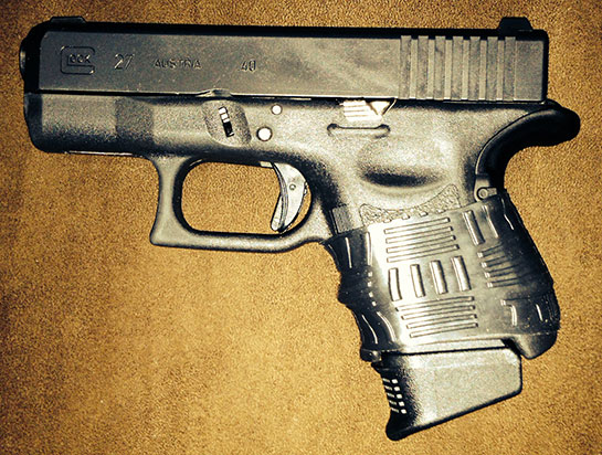 Glock 27 .40 cal with trimmed to fit Black TUFF1 Double Cross 