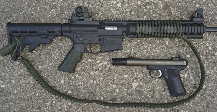 M&P 15-22 with TUFF1 Boa OD Green, Ruger 22LR Pistol with TUFF1 Double Cross Black