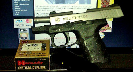 Black TUFF1 Death Grip grip for my Taurus PT 111 Millennium Pro. Weapon feels so much better in my hand and shooting with it is fantastic