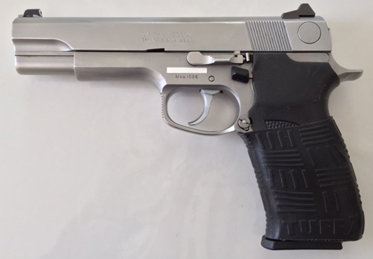 S&W 1026 10mm. Virginia State Police issue 1990-1993. Double Cross sleeve fits great!