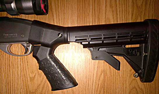 TUFF1 Death Grip Black on ATI stock -"...I ordered an ATI 6 position stock and love it, except for that plastic pistol grip.  I would recommend that anyone with this stock add your product to it as it makes  great deal of difference.  As well, I was very pleased with the service from you, especially here to Canada, where I could not find a distributor." ~P.M.