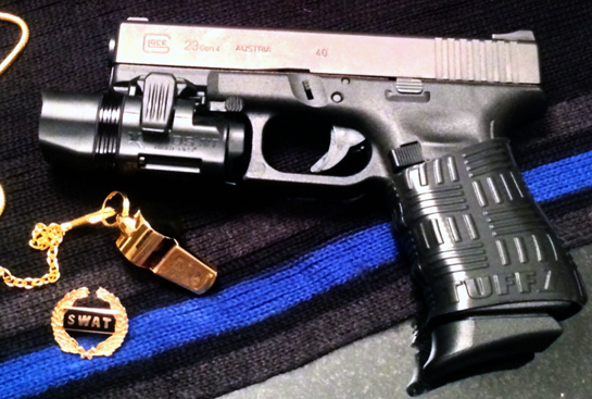 TUFF1 Double Cross Black on Glock 23 Gen4 40cal