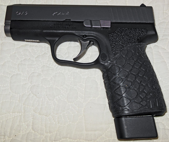 TUFF1 Black Boa on Kahr CW9 "...nice and easy on the hand because of the heavy KAHR strapping" ~ B.B.