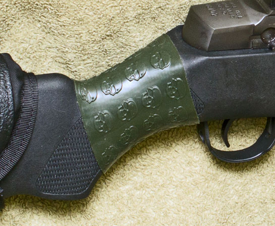 Close-up of TUFF1 Death Grip in OD Green on M1a Socom 16