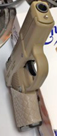 Kel Tec P32 with Desert Tan TUFF1 Boa Grip - trimmed to fit